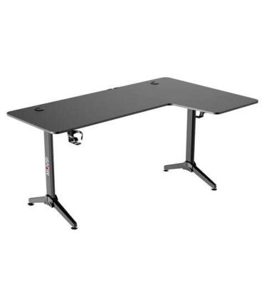 Muvip PRO1300 Mesa Gaming Fibra de Carbono en L Derecha - Solida - Gran Superficie - Portavasos - Gancho para Auriculares - Medi