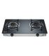 Muvip Cocina de Gas Inox 2 Fuegos - Cristal Templado - Encendido Piezoelectrico - Quemador de Hierro Fundido Desmontable