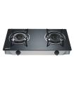 Muvip Cocina de Gas Inox 2 Fuegos - Cristal Templado - Encendido Piezoelectrico - Quemador de Hierro Fundido Desmontable