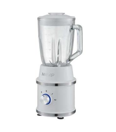 Muvip Desing White Batidora de Vaso 1300W 1.5L - 2 Velocidades - Chuchillas de Acero Inoxidable - Funcion Pica Hielo - Bloqueo..