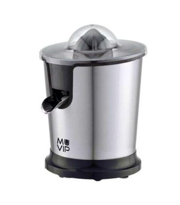 Muvip Exprimidor Electrico Inox 300W - Cuerpo y Filtro de Acero Inoxidable - Sistema Antigoteo - 2 Tamaños de Conos