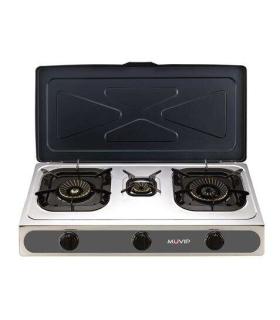 Muvip Parrilla de Acero Inoxidable - Quemador de Hierro Fundido - Quemadores desmontables - Base Antideslizante - Dimensiones..