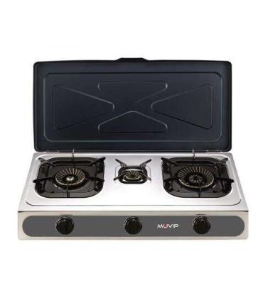 Muvip Parrilla de Acero Inoxidable - Quemador de Hierro Fundido - Quemadores desmontables - Base Antideslizante - Dimensiones..