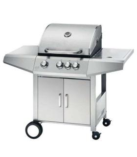 Muvip Barbacoa Gas Inox 4 Fuegos - Estructura de Acero Inoxidable - 3 Fuegos Centrales + 1 Fuego Lateral - 2 Rejillas Esmaltadas