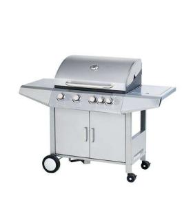 Muvip Barbacoa Gas Inox 5 Fuegos - Estructura Acero Inoxidable - 4 Fuegos Centrales + 1 Fuego Lateral - Rejillas Esmaltadas - Ba