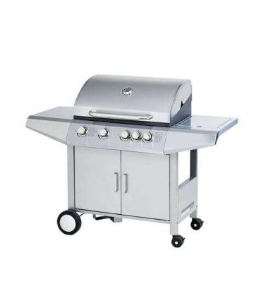 Muvip Barbacoa Gas Inox 5 Fuegos - Estructura Acero Inoxidable - 4 Fuegos Centrales + 1 Fuego Lateral - Rejillas Esmaltadas - Ba