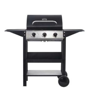 Muvip Barbacoa Gas 3 Fuegos - 1209x586x1076mm - Rejillas esmaltadas, bandejas laterales, termometro en tapa - Color Negro