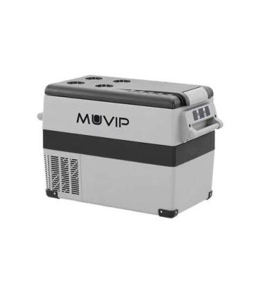 Muvip Nevera Portatil de Compresor 45L - Luz LED Interior - Proteccion Bateria Vehiculo - Temperatura -20º/+20º - Conexion 12/24
