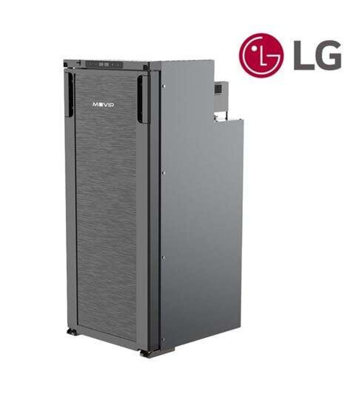 Muvip Nevera Fija con Compresor LG 90L - Conexion 12/24/220V - Proteccion de Bateria - Luz LED - Control de Temperatura - Doble.