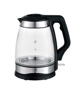 Muvip Hervidor de Agua Cristal Inox 1.7 Litros 2200W - Indicador de Nivel de Agua - Base Giratoria 360º - Color Negro