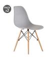 Muvip Pack 2 Sillas Design D100 - Patas Macizas de Madera - Color Gris