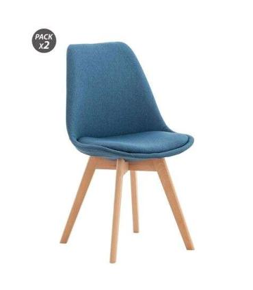 Muvip Pack 2 Sillas Design D400 - Tela Azul Oscuro