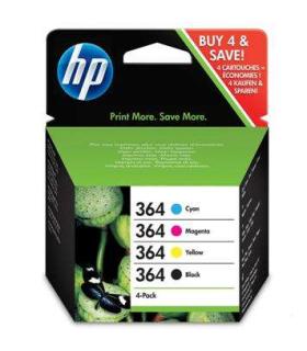 HP 364 Pack de 4 Cartuchos de Tinta Originales - N9J73AE