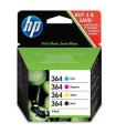 HP 364 Pack de 4 Cartuchos de Tinta Originales - N9J73AE