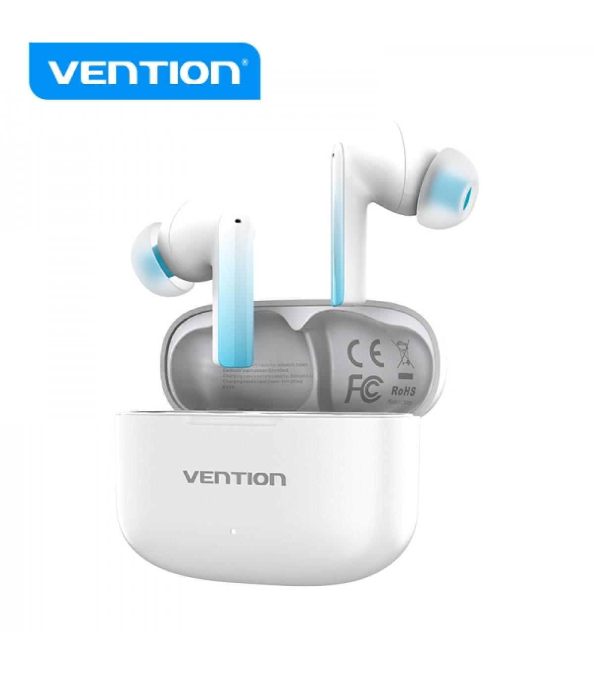 Vention Auriculares Bluetooth 5.3 con Estuche de Carga - 6h Autonomia ELF E04 - Color Blanco