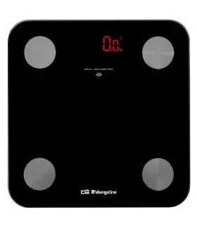 Orbegozo PB 3000 Bascula Electronica de Baño - Diseño de Cristal - Pantalla LED - Activacion Tactil - Capacidad 180kg - Indicado