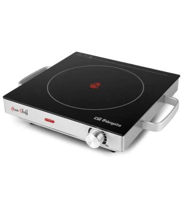 Orbegozo PCE 5000 Placa Vitroceramica Portatil - Potencia 2000W - Termostato Regulable - Superficie de Coccion 20.5cm - Segura..