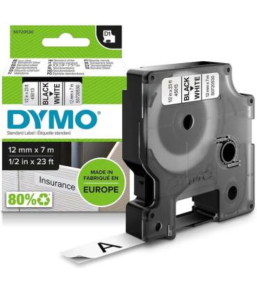 Dymo D1 45013 Cinta de Etiquetas Original para Rotuladora - Texto negro sobre fondo blanco - Ancho 12mm x 7 metros - S0720530