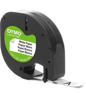 Dymo LetraTag S0721510 Cinta de Etiquetas Original para Rotuladora - Texto negro sobre fondo blanco - Ancho 12mm x 4 metros (912