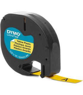 Dymo LetraTag S0721620 Cinta de Etiquetas Original para Rotuladora - Texto negro sobre fondo amarillo - Ancho 12mm x 4 metros (9