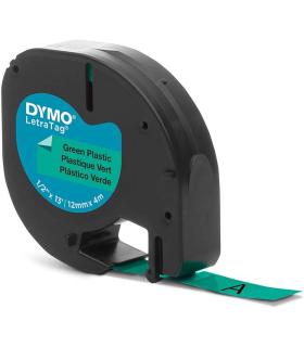 Dymo LetraTag S0721640 Cinta de Etiquetas Original para Rotuladora - Texto negro sobre fondo verde - Ancho 12mm x 4 metros (9120