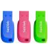 Sandisk Pack de 3 Cruzer Blade Memoria USB 2.0 32GB - Ultra Compacta - Color Azul, Rosa y Verde (Pendrive