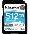 Kingston Tarjeta SDXC 512GB UHS-I U3 V30 Clase 10 170MB/s Canvas Go Plus