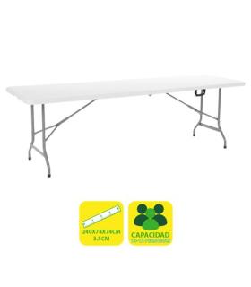 Sungarden Mesa de Resina Plegable 240x74x74cm 3.5cm - Color Blanco