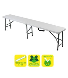 Sungarden Banco de Resina Plegable 180x29x43cm 3.5cm - Color Blanco