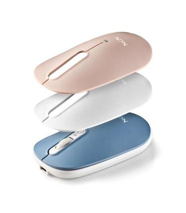 Ratón Inalámbrico por Bluetooth NGS Shell-RB/ Batería recargable/ Hasta 1600 DPI/ Azul/ Blanco/ Rosa