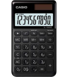 Casio SL-1000SC Calculadora de Bolsillo - Pantalla Extragrande de 10 Digitos - Alimentacion Solar y Pilas - Color Negro