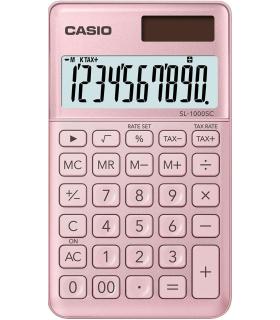 Casio SL-1000SC Calculadora de Bolsillo - Pantalla Extragrande de 10 Digitos - Alimentacion Solar y Pilas - Color Rosa
