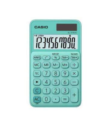 Casio SL-310UC Calculadora de Bolsillo - Calculo de Impuestos - Pantalla LCD de 10 Digitos - Solar y Pilas - Color Verde