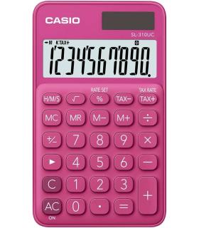 Casio SL-310UC Calculadora de Bolsillo - Calculo de Impuestos - Pantalla LCD de 10 Digitos - Solar y Pilas - Color Rojo