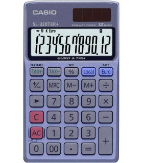 Casio SL-320TER+ Calculadora de Bolsillo - Pantalla LC Extragrande de 12 Digitos - Funcion Conversor de Euros - Color Azul