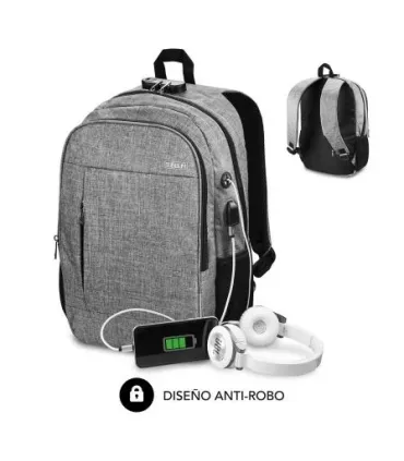 Subblim Mochila Urban Lock System - para Portatiles de hasta 16" - Bloqueo Antirrobo - Correas Ergonomicas - Espalda con Sistema