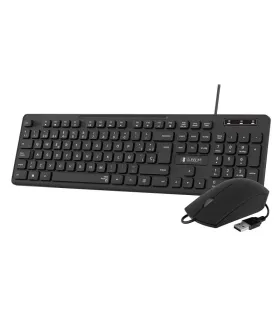 Subblim Combo Business Slim Silencioso con Cable USB - Teclado y Raton - Teclas Ergonomicas de Bajo Perfil - Resistente a Derram
