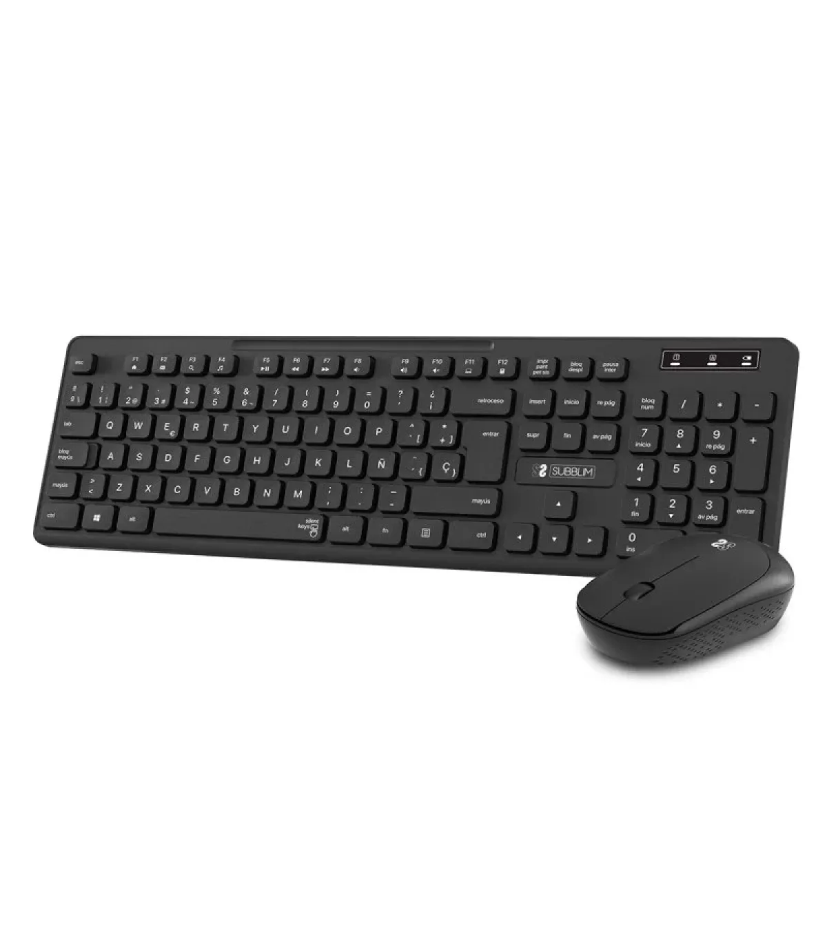 Subblim Combo Business Slim Silencioso Inalambrico 2.4G - Teclado y Raton Ergonomicos - Conexion Plug & Play - Resistente a Derr