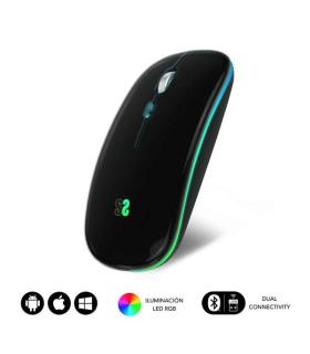 Subblim Raton LED Dual Flat - Conectividad Dual - Tecnologia Silent Click - Iluminacion LED en 7 Colores - Color Negro