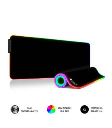 Subblim Alfombrilla LED Rgb Extra Grande 800x300x4mm - Espacio Holgado para Raton y Teclado - 9 Colores y 3 Efectos de Iluminaci