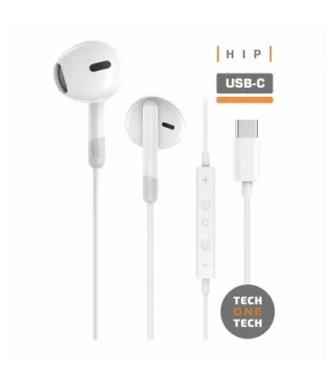 TechOneTech ear Tech Hip Auriculares Intraurales USB-C - Microfono Integrado - Asistente Voz - Cable de 1.20m
