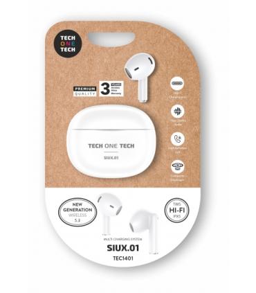 TechOneTech Auriculares Inalambricos Bluetooth - Hasta 20h de Reproduccion - IPX5 - Color Blanco