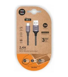 TechOneTech Cable USB-A Macho a USB-C Macho 2m - Recubierto de Nylon Trenzado
