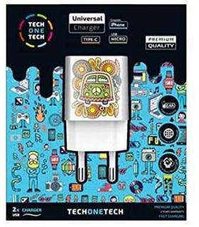 TechOneTech Green Champer Cargador Doble de Pared USB-A - Alto Rendimiento