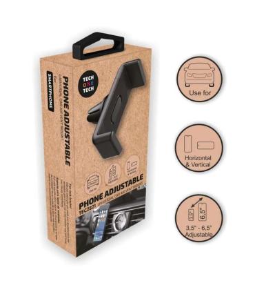 TechOneTech Soporte de Coche para Smartphones de 3.5" hasta 6.5" - Mecanismo de Pinza - Posicion Horizontal y Vertical - Fijacio