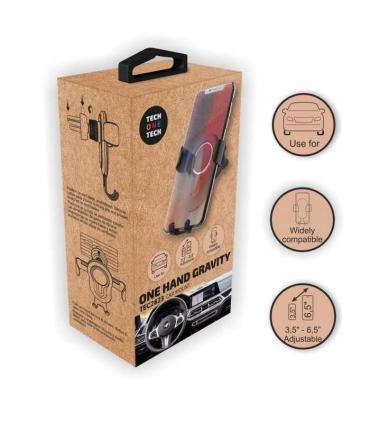 TechOneTech Soporte de Coche para Smartphones hasta 6.5" por Gravedad - Fijacion a Salida de Ventilacion