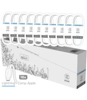 TechOneTech Basik Pack de 10 Cables USB Macho - Lightning Macho - Longitud 1m