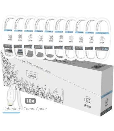 TechOneTech Basik Pack de 10 Cables USB Macho - Lightning Macho - Longitud 1m