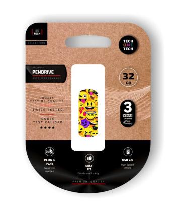 TechOneTech Clip Tech Emoji Collage Memoria USB 2.0 32GB (Pendrive