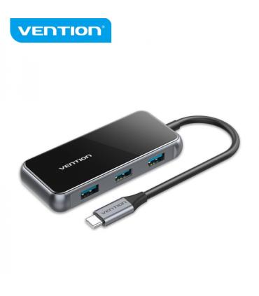 Vention HUB 5 en 1 USB-C a USB3.0*4/PD - 0.15m - Color Gris Piano